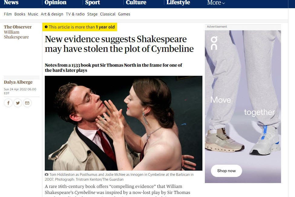 FOUND: North’s Handwritten Outline of Shakespeare's 'Cymbeline'