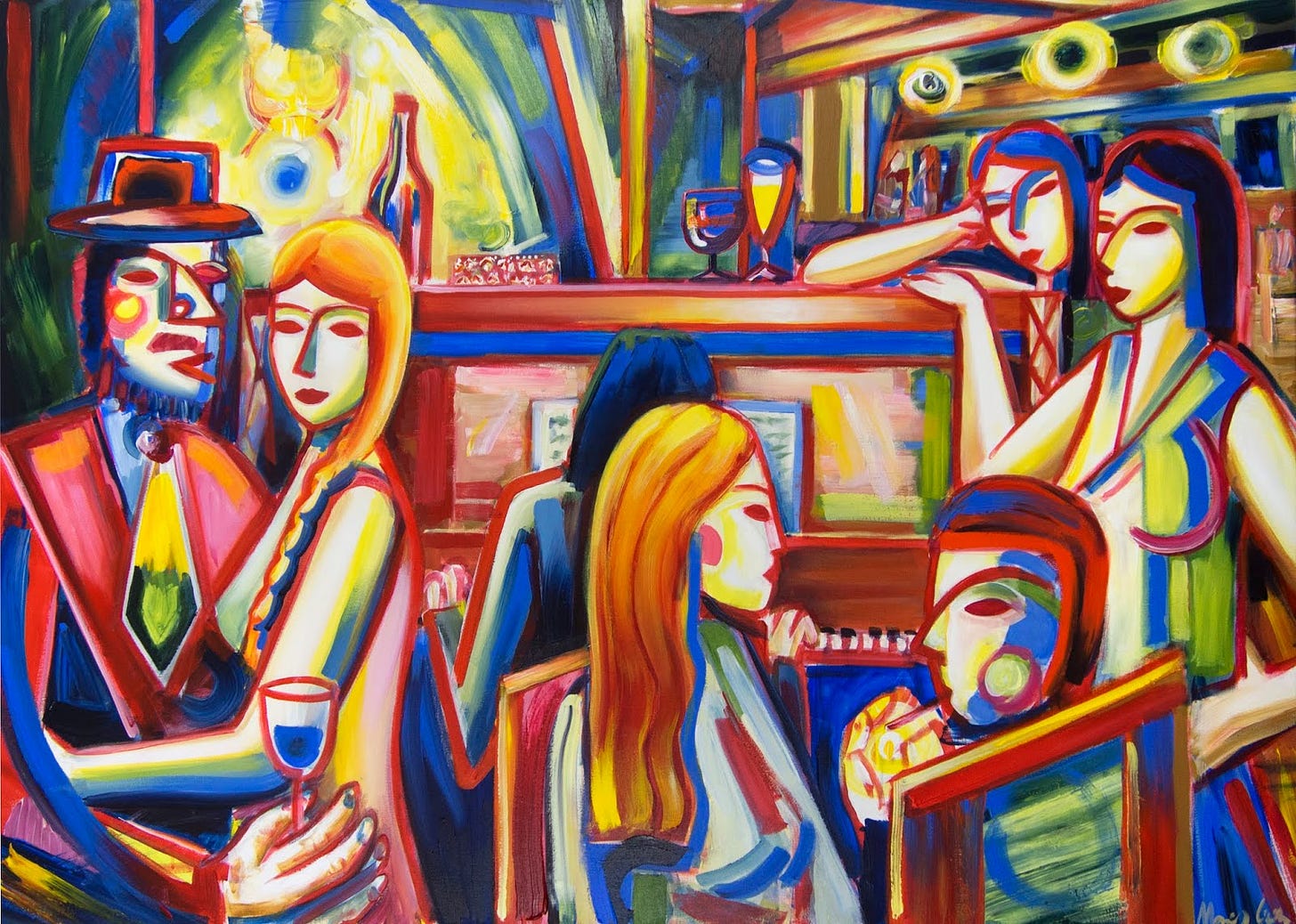 Maciej Cieśla Paintings and Gallery | Abstract and expressive art by European  artist. Modern art.: " Nightlife inspirations, music and oldschool evening  VI " painting by European contemporary artist Maciej Cieśla at Singulart,  painting.