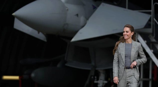 Princess Catherine by a fighter plane
