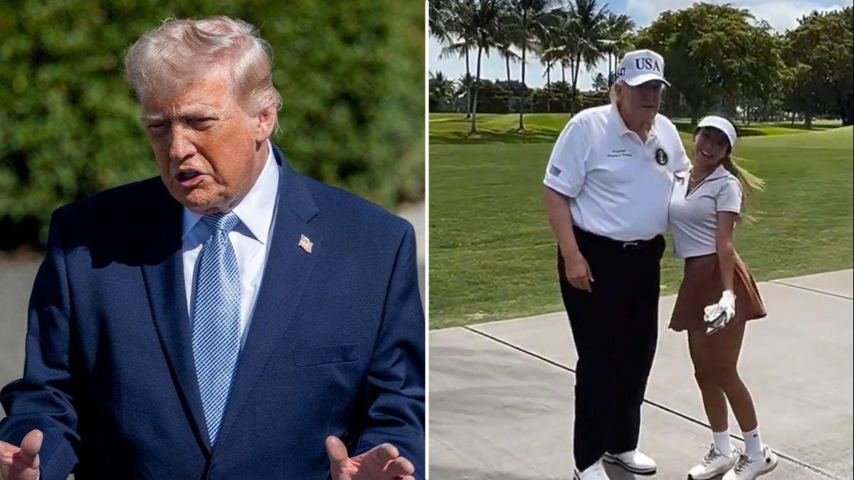 split image of Donald Trump and Donald Trump with a fan split image of Donald Trump and Donald Trump with a fan