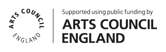 The image shows the logo for Arts Council England. On the left is a circle of text reading "ARTS COUNCIL ENGLAND" which is repeated on the right bigger and in bold with "Supported using public funding by" above it.