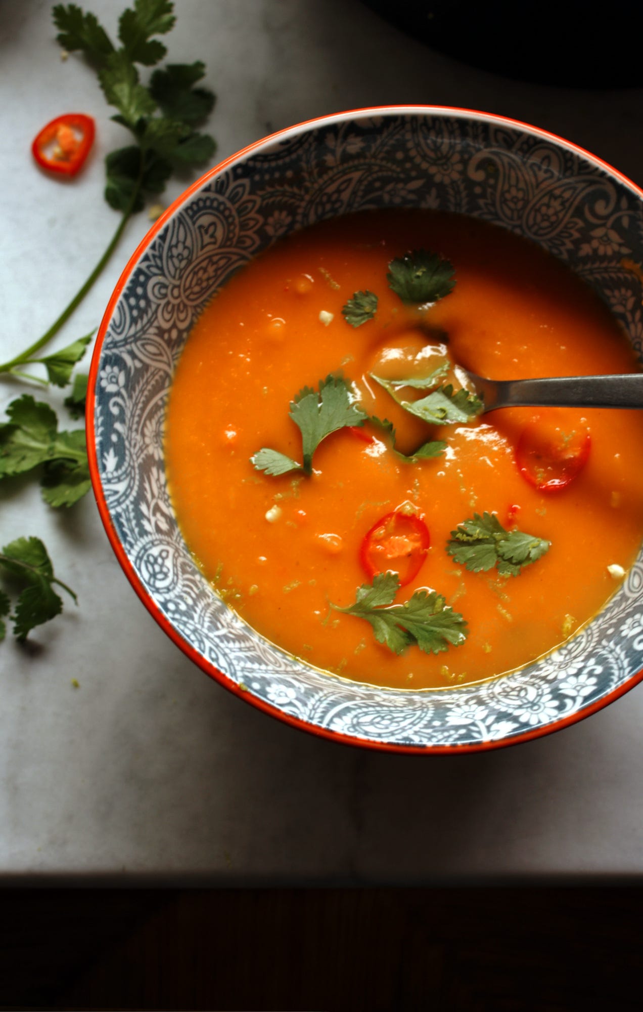 sweet potato, chilli and lime soup