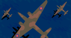 an illustration featuring several airplanes