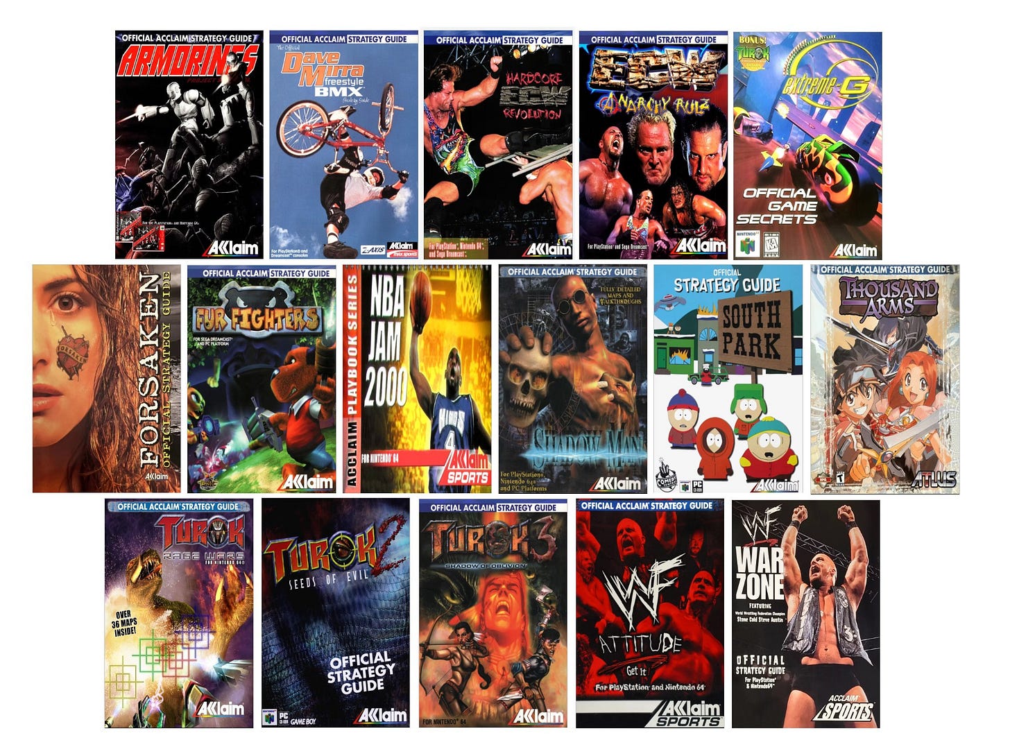 A series of 16 Strategy Guides that make up the Acclaim Official Strategy Guide series.