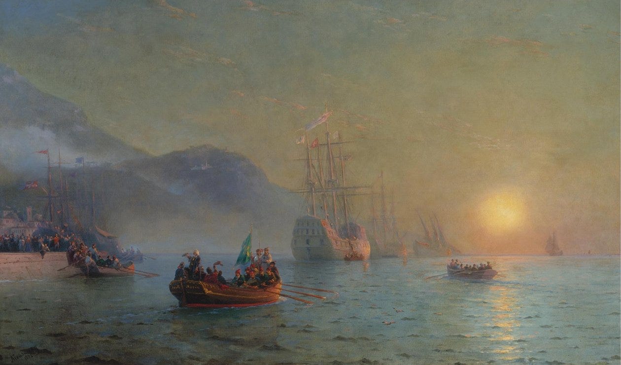 Christopher Columbus Sailing from Palos by Ivan Konstantinovich Aivazovsky