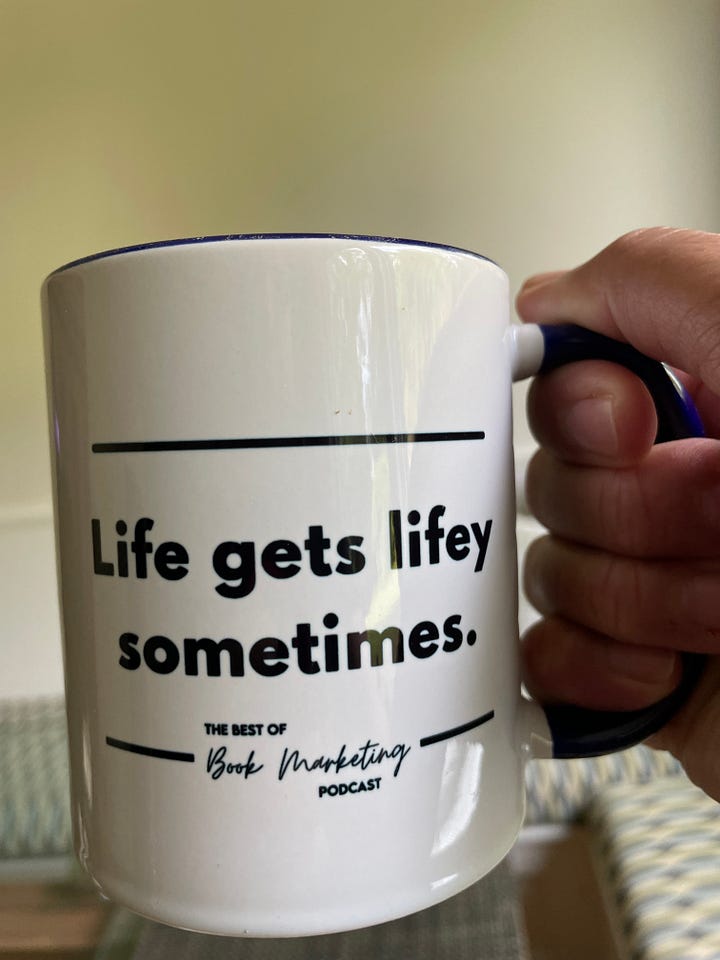 The Best of Book Marketing Podcast mug and notebook