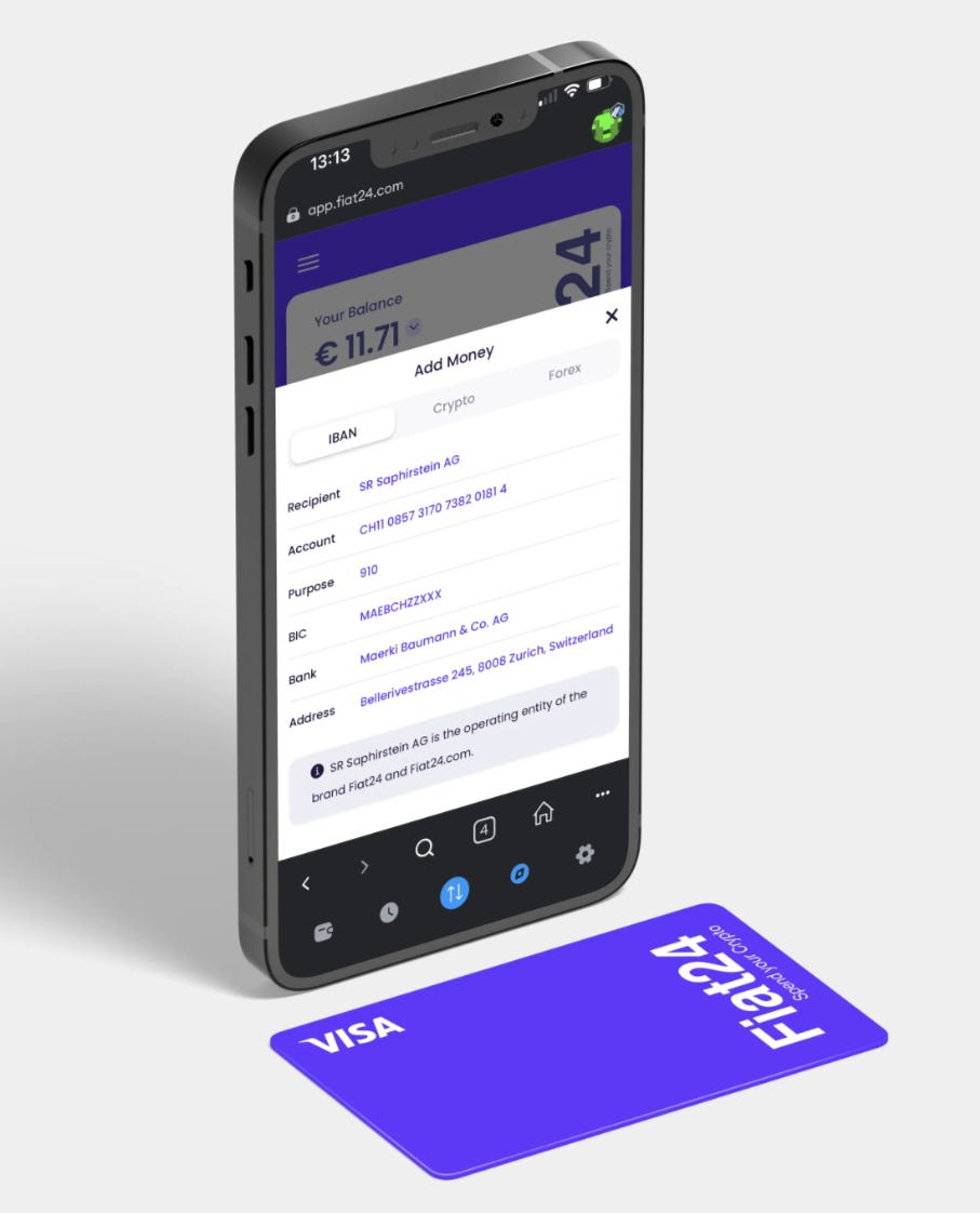 Fiat24: Tarjeta crypto non-custodial