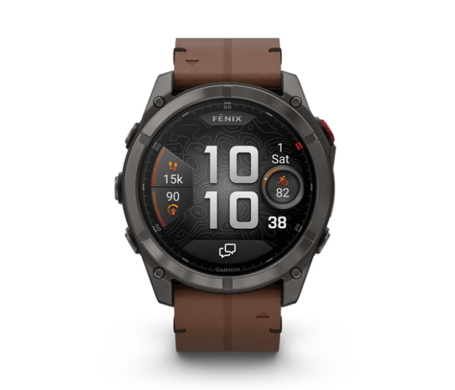 The Garmin Fenix 8 Pro in carbon leather. Source: Garmin