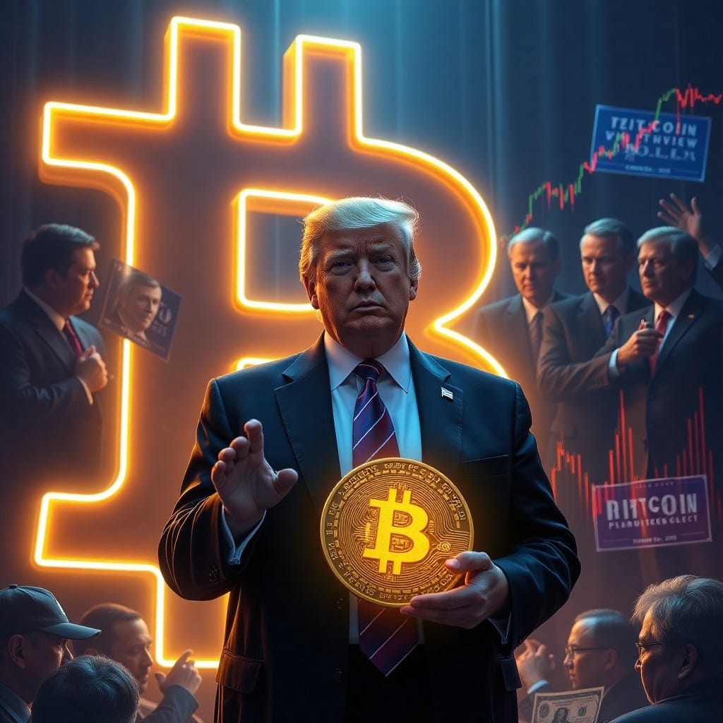 A digitally stylized image of Donald Trump...