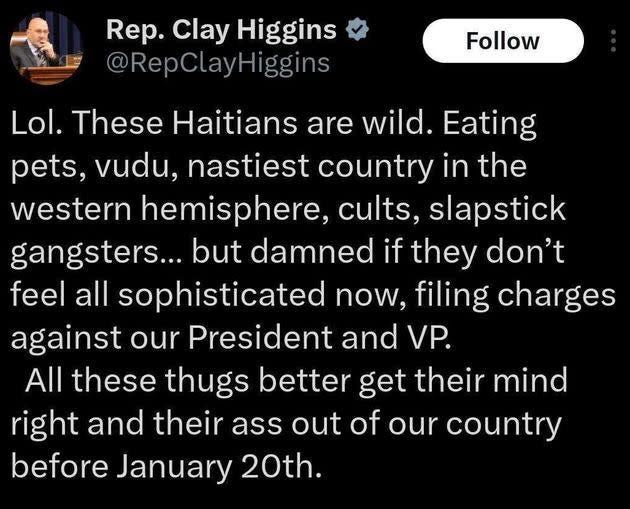 GOP Congressman Posts Incredibly Racist Tweet About Haitian People