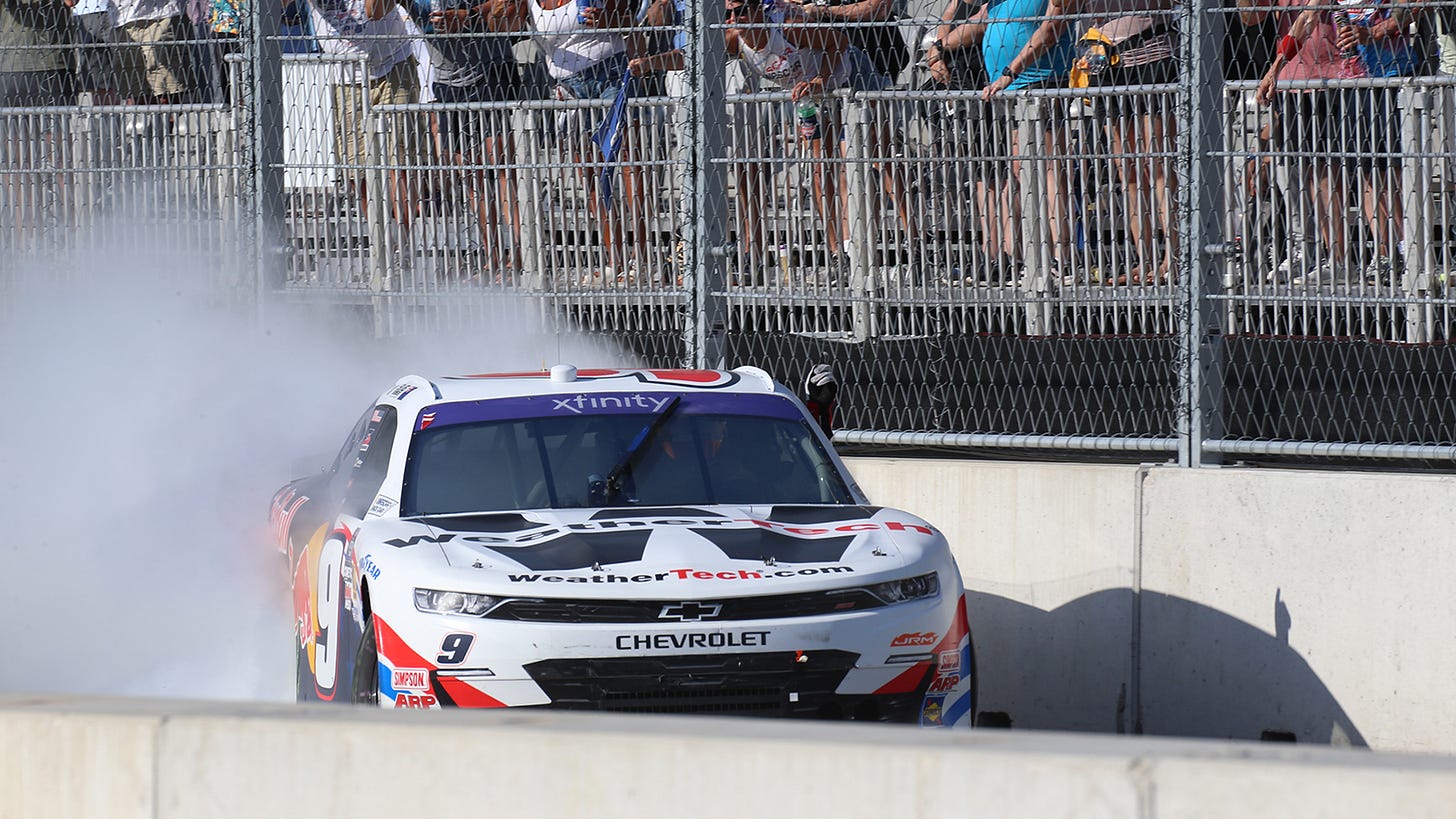 Shane van Gisbergen scored the win in the NASCAR Xfinity Series The Loop 110 at the Chicago Street Course