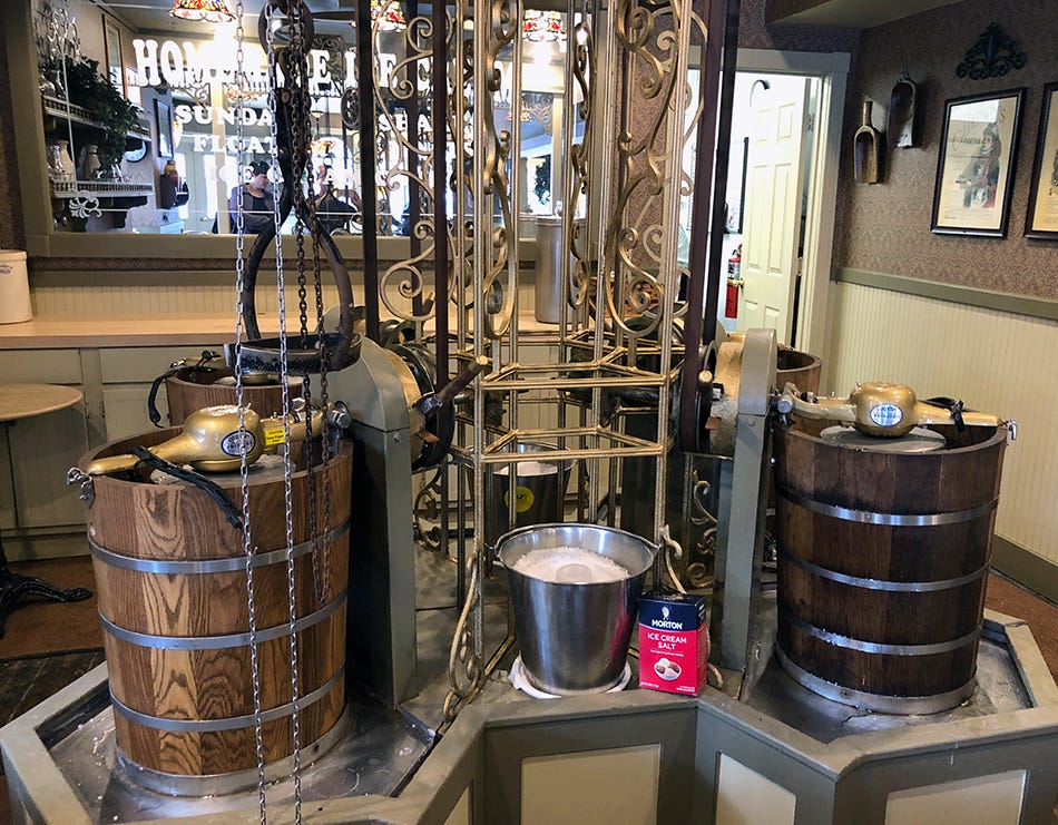 Hannahs ice cream churns at Silver Dollar City