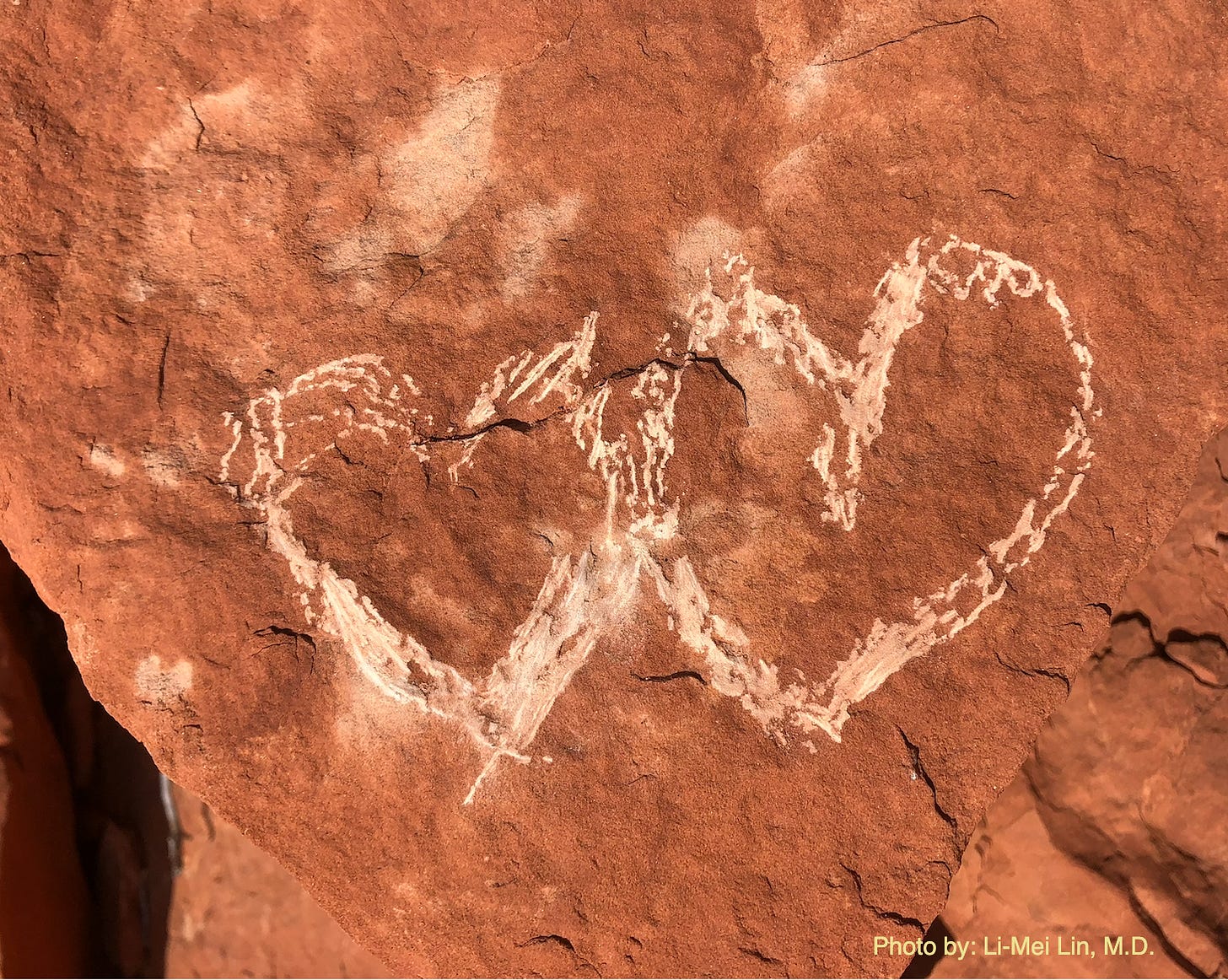 Pair of hearts on Sedona red rock by Li-Mei Lin, M.D. Pair of hearts on Sedona red rock by Li-Mei Lin, M.D.