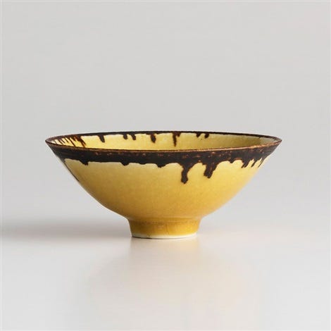 Yellow glazed bowl by Lucie Rie on artnet