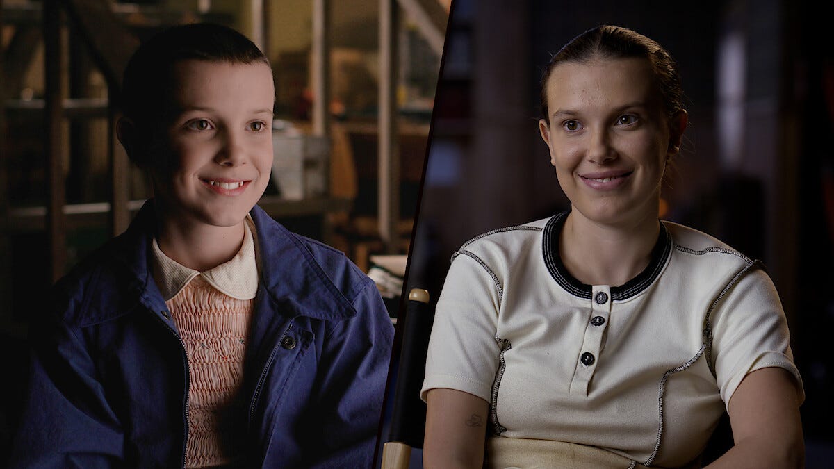 Watch Millie Bobby Brown React to Her First On-Set Interview for Stranger Things - Netflix Tudum Watch Millie Bobby Brown React to Her First On-Set Interview for Stranger Things - Netflix Tudum
