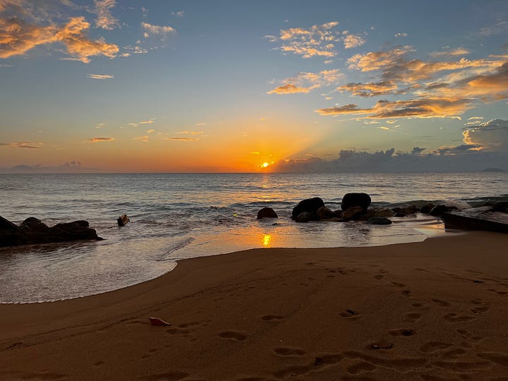 Sunset and double rainbow at Rincon