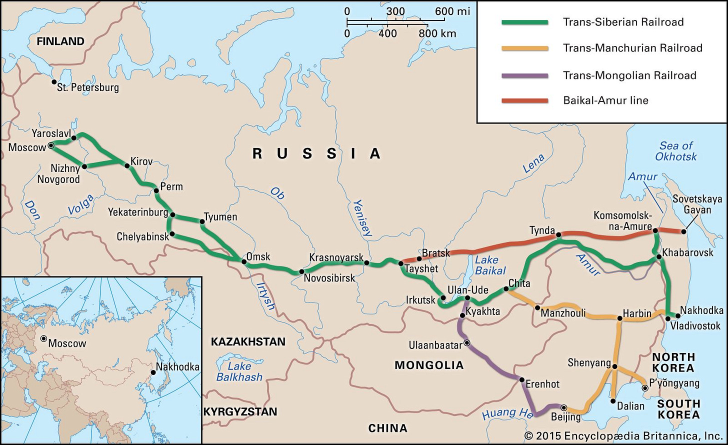 Trans-Siberian Railroad | History, Map, Geography, & Facts ...