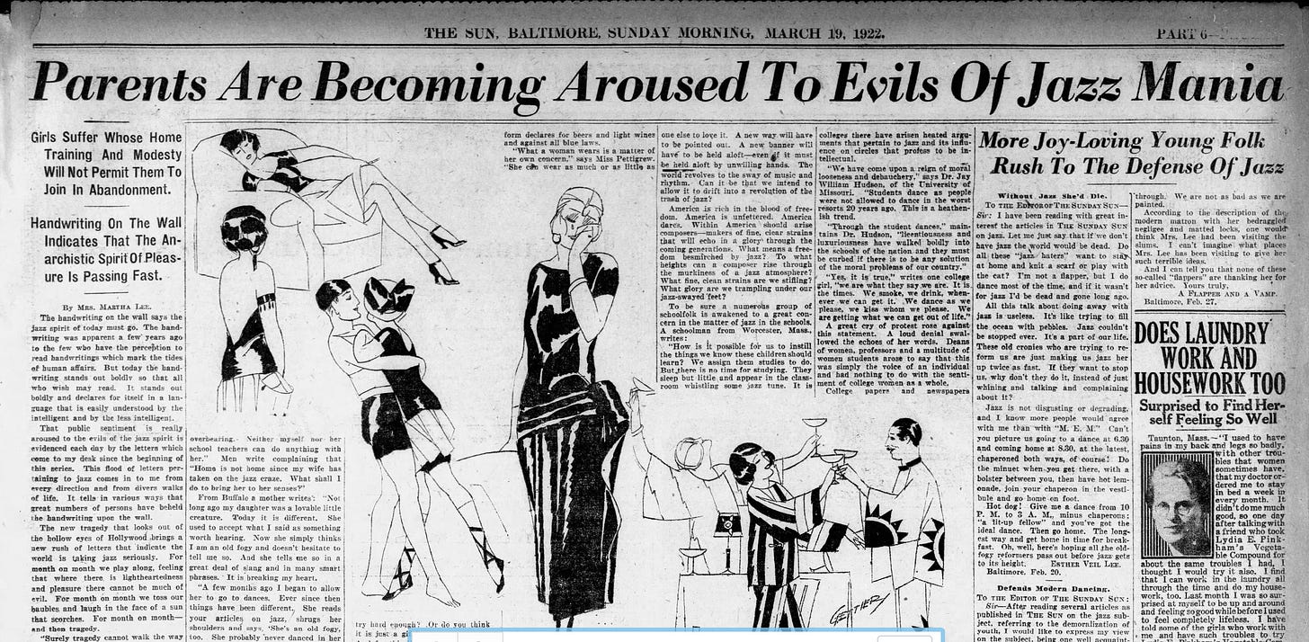 Article attacking jazz from 1922