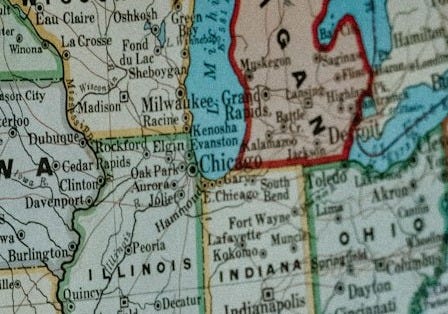 blue white and brown map