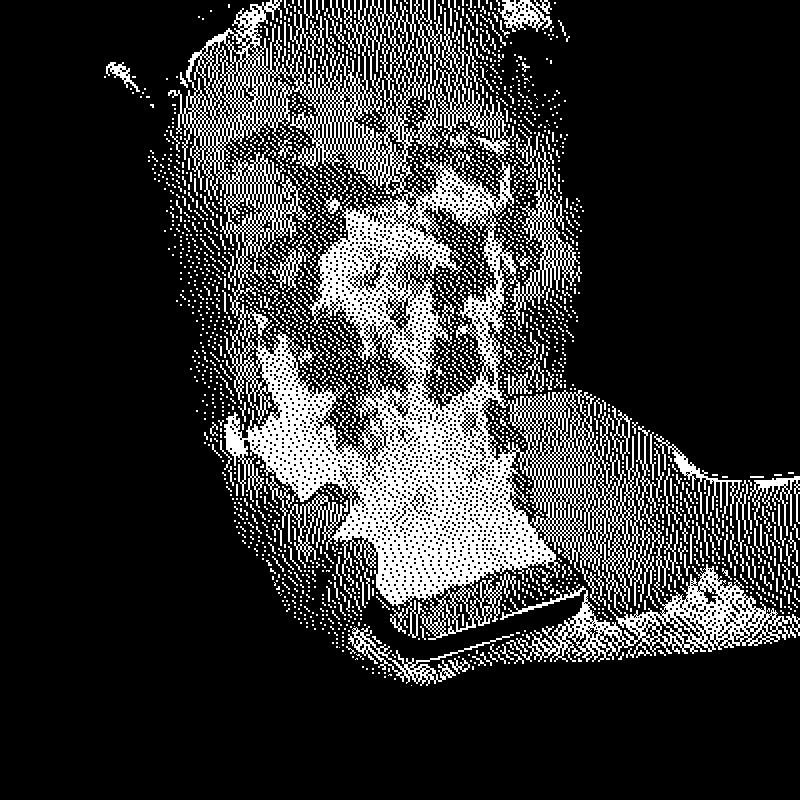 This may contain: a black and white photo of a cell phone in the shape of a face on a dark background