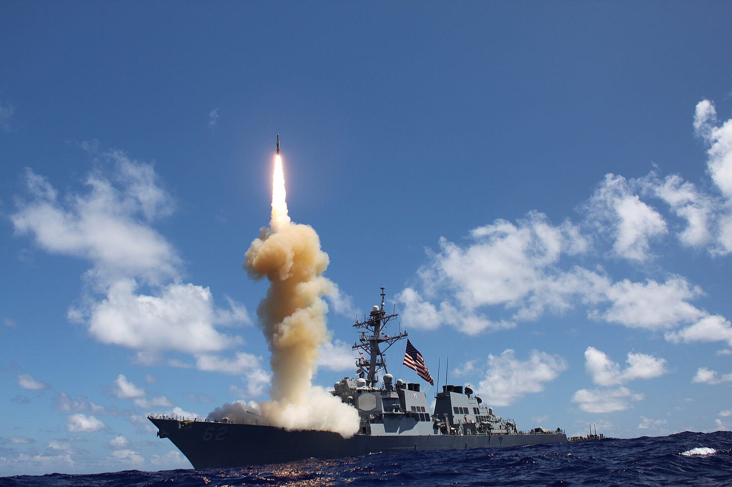 The guided-missile destroyer USS Fitzgerald (DDG 62) launches a Standard Missile-3 as part of a joint ballistic missile defense exercise in the Pacific Ocean on Oct. 25, 2012.