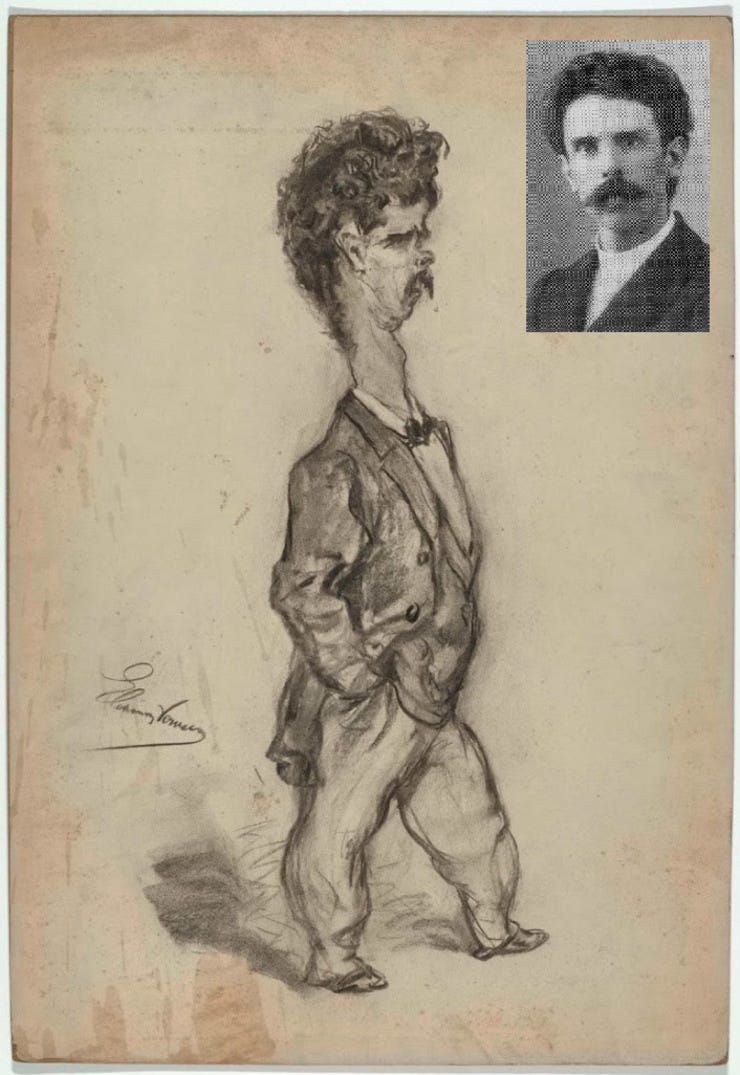 'Karikatuurportret van Hendrik Otto van Thol' - houtskool: Elchanon Verveer