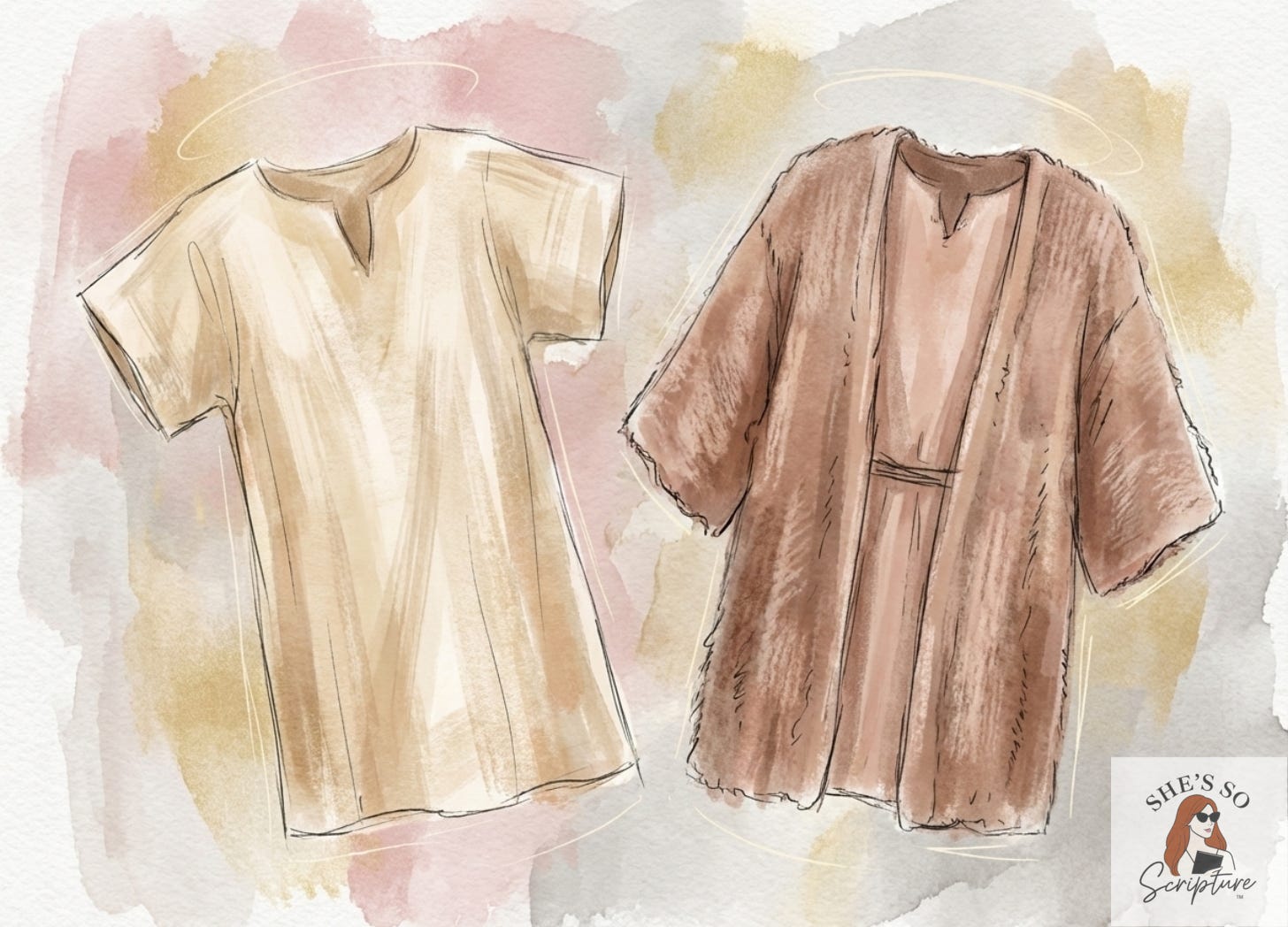 Watercolor illustration symbolizing the biblical command not to mix linen and wool.