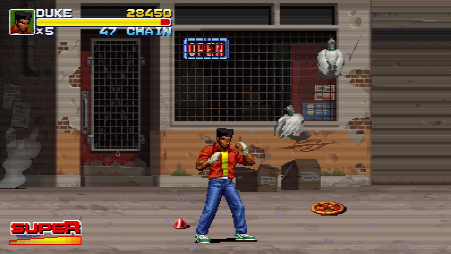 screenshot of Final Vendetta showing a pizza on the ground