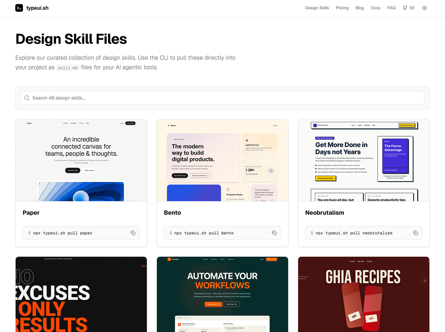 I built a list of 48 design skill files with custom styles for you to  choose from for Claude : r/ClaudeAI