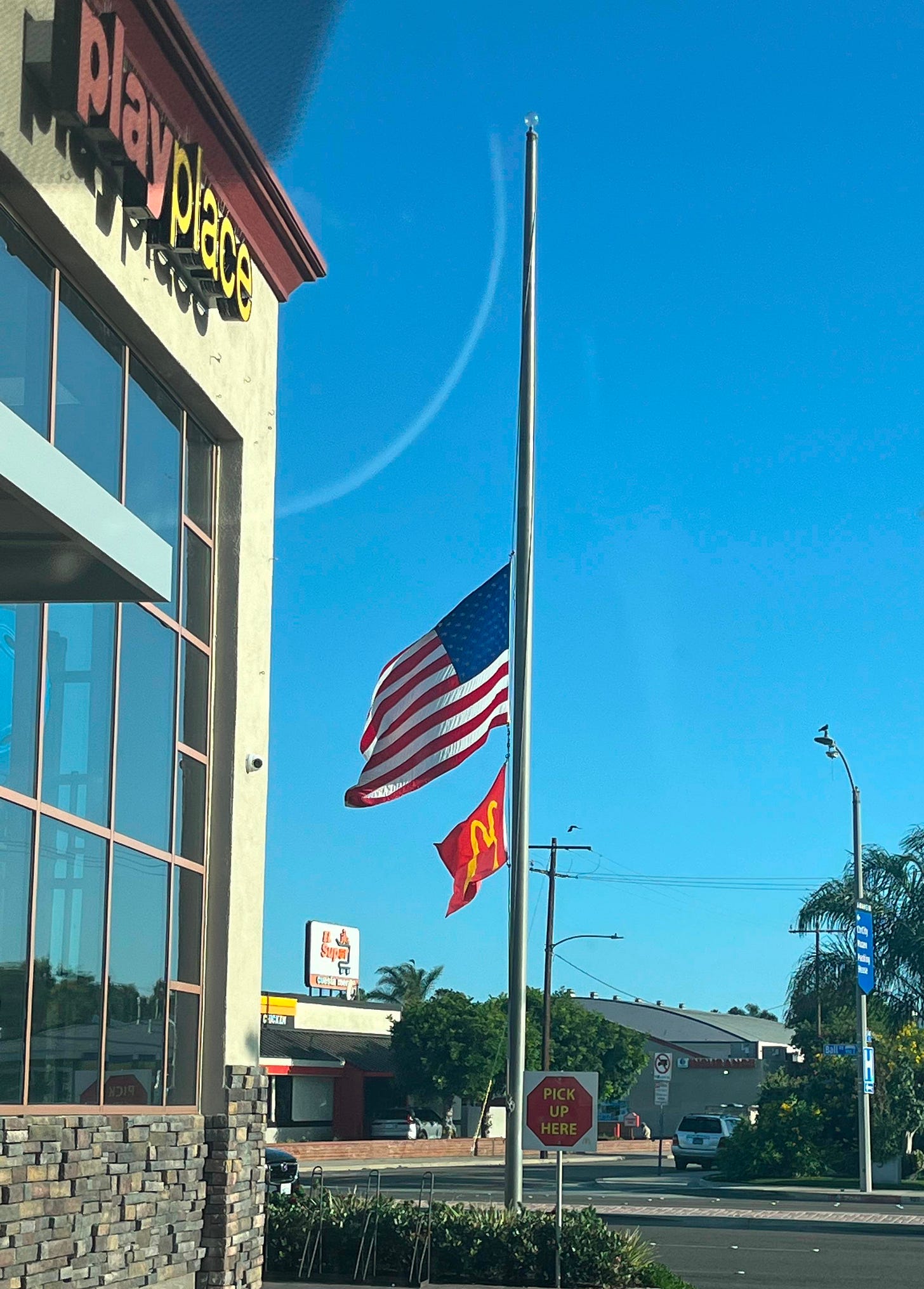 r/pics - McDonald’s flag at half mast.