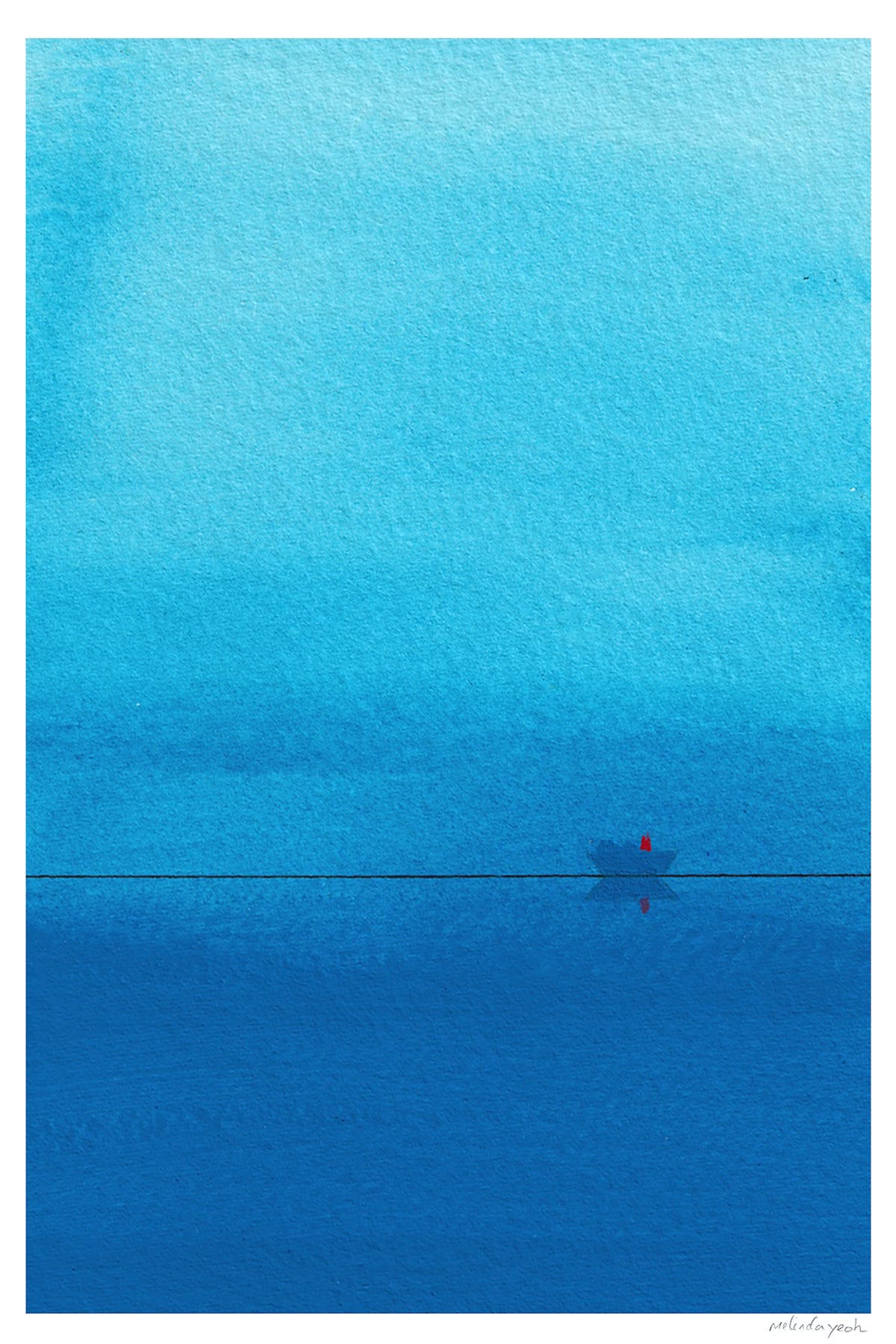 image: abstract painting fine art print, deep blue tones, inspired by Mark 4:39