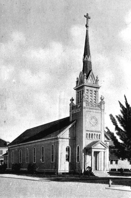 Church of the Holy Name at the corner of NE Second Street and NE First Avenue in the early 1900s.