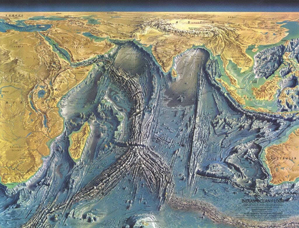 Mapa del fondo del Océano Índico (1967) Mapa del fondo del Océano Índico (1967)