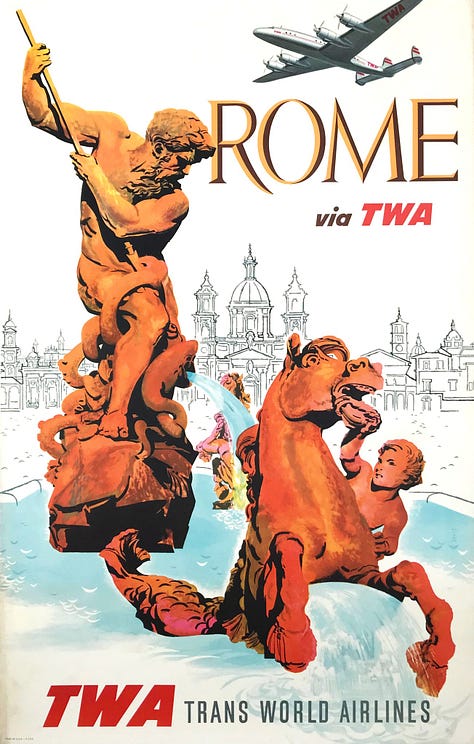 Old travel posters from the 1920s and 1930s.