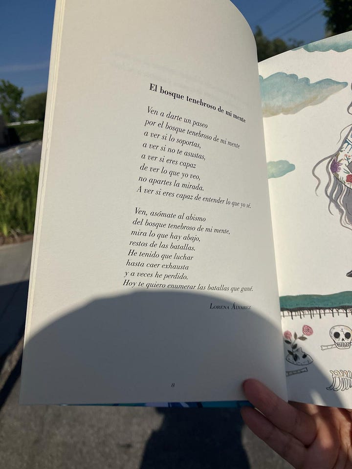 An image of a warrior and tattoos that illustrate battles in a woman’s life.