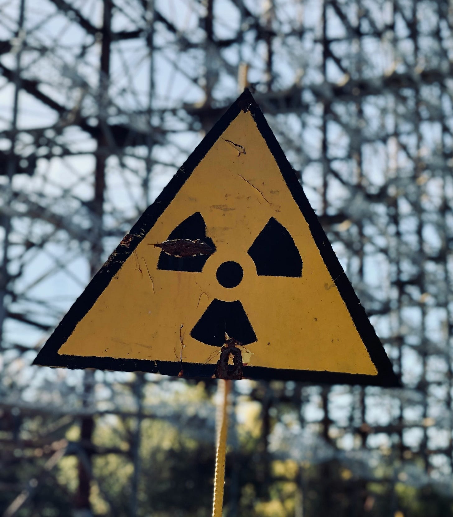 Yellow triangle hazard sign