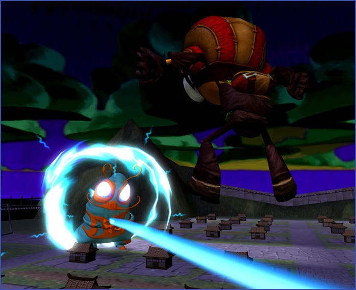 Four screenshots from an old version of Psychonauts