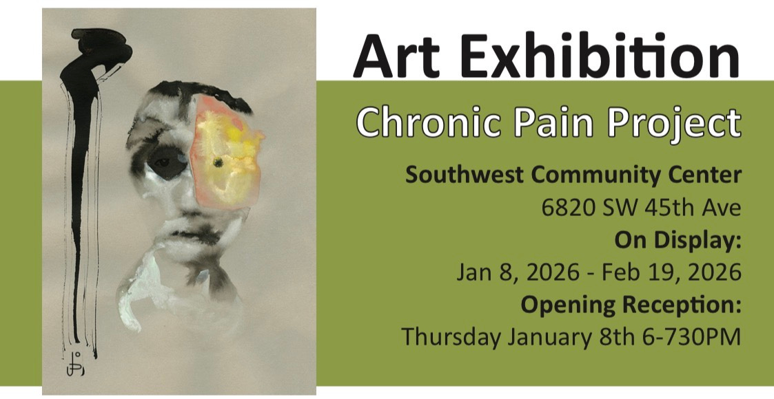 A poster for an art exhibit January 8-February 19