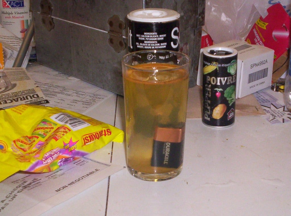 "Battery Electrolysis 2" by wackyvorlon is licensed under CC BY 2.0.