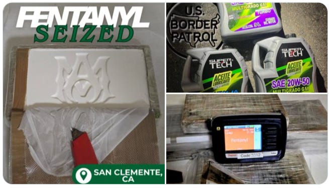 A Mexican Cartel hid 15 pounds of fentanyl inside jugs of motor oil for this smuggling attempt.