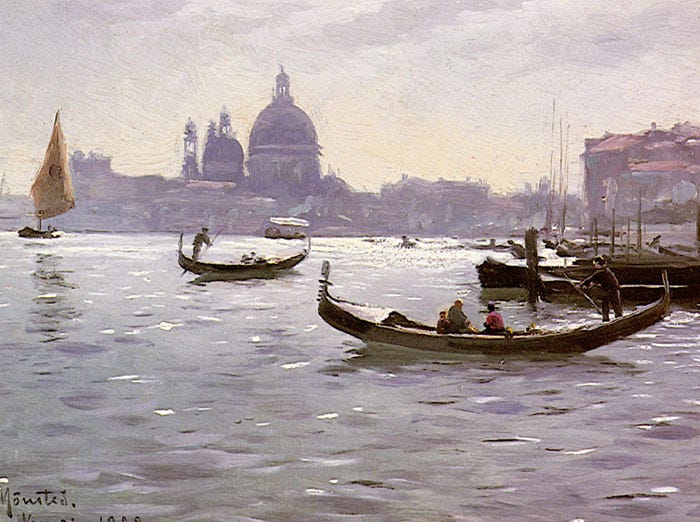 Peder Mork Monsted Reproductions-On The Venetian Lagoon, 1928