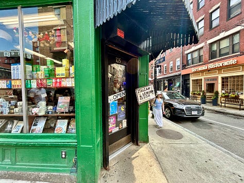 sign, window, entrance, awning