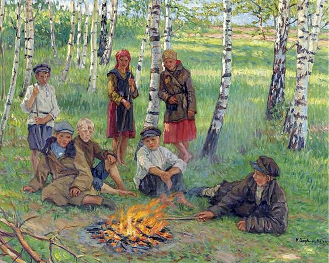 By the Campfire - Nikolay Bogdanov-Belsky - WikiArt.org