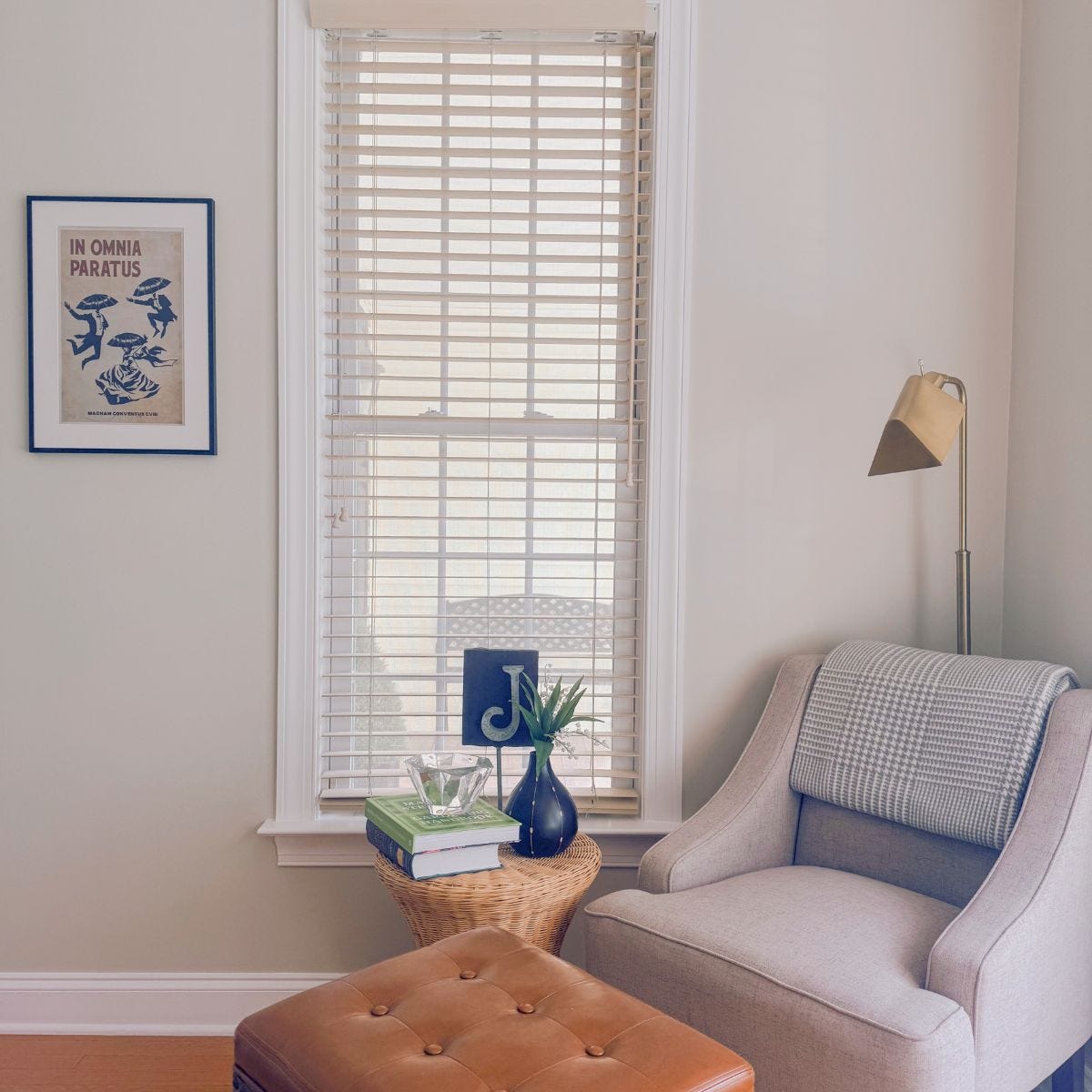 chair with ottoman in home office.