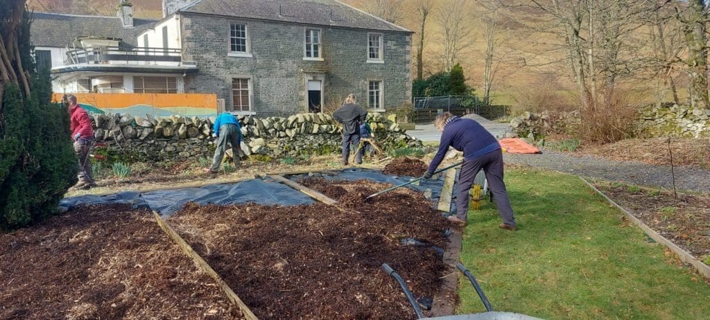 Volunteers working in the Crook Garden