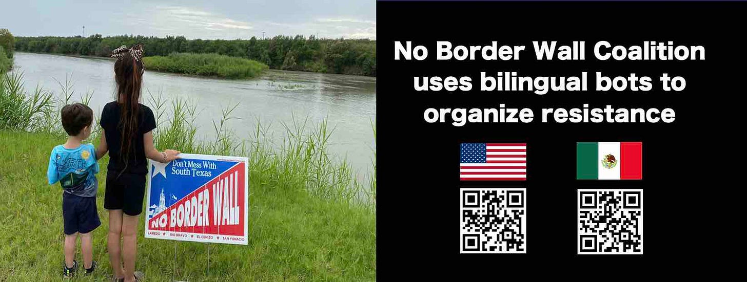 No Border Wall Coalition English y Español bots organize resistance