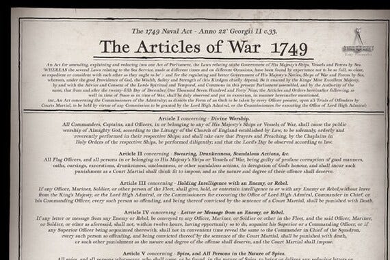 Nautical Heritage Set 'The Articles of War 1749' by Tony Fernandes