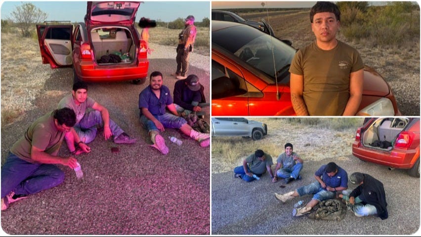 4 Illegal aliens and 2 U.S. citizens attempting to drive them through Terrell County are apprehended following a traffic stop on Oct. 22, 2025 