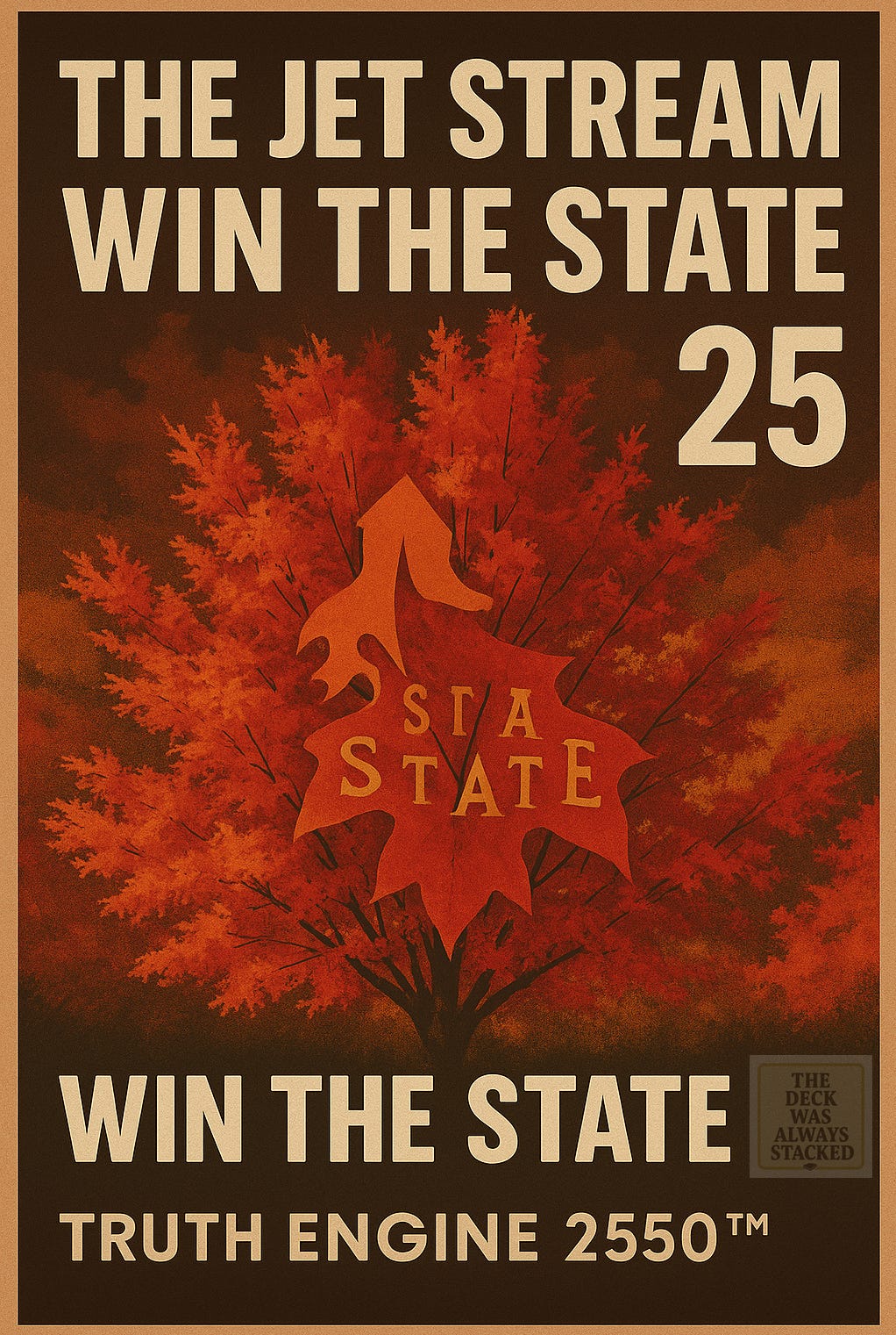 Outside my shop is a maple tree protrayed in this ai enhanced image Every branch on the maple outside my window glows like a filament. The veins of the leaves look wired, as if someone built a nervous system into autumn itself. You can almost hear it hum—a slow electrical sigh moving through the neighborhood before the feed turns on and drowns it out. Fall used to mean harvest. Now it means compression.