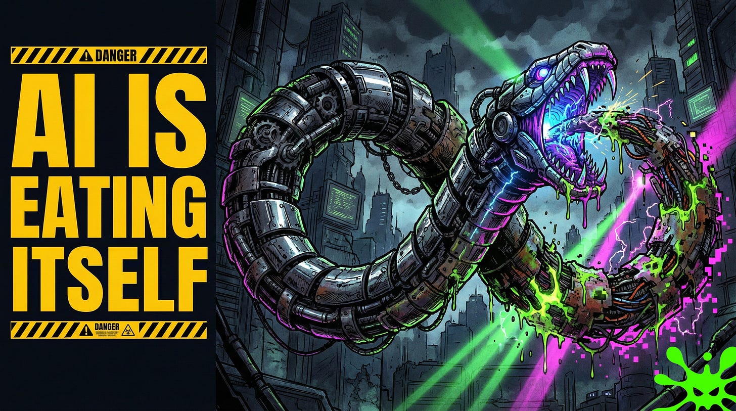 AI model collapse hallucination synthetic data training degradation recursive AI content pollution LLM reliability internet search quality 2026